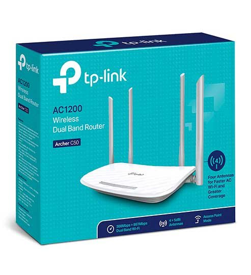 ROUTER TP-LINK ARCHER C50 v5 WIFI DOBLE BANDA AC1200 4 ANTENAS