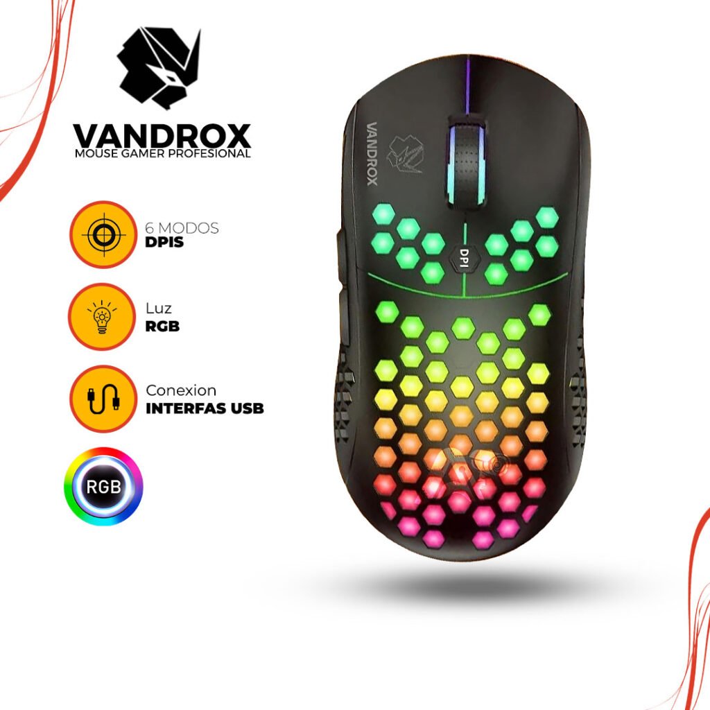MOUSE GAMER VANDROX CON CABLE ERGONOMICO HUNTER