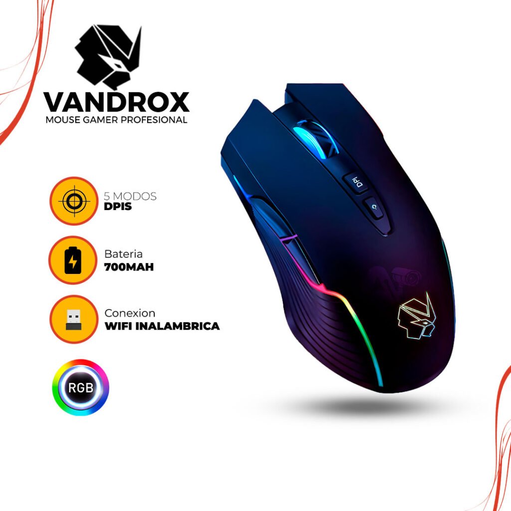 Mouse GAMING VANDROX RUSH Inalambrico RGB