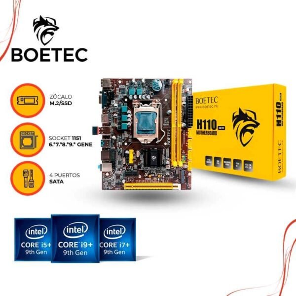 PLACA BOETEC H110 DDR4 LGA 1151 "SOPORTA 6TA HASTA 9NA GENERACION"