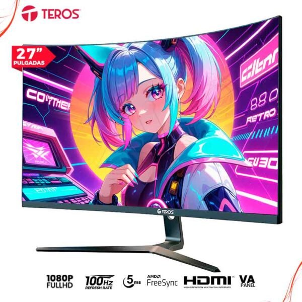 Monitor curvo Teros TE-2731S, 27" VA, 100Hz, 1920x1080, Full HD, HDMI, VGA,FREESYNC
