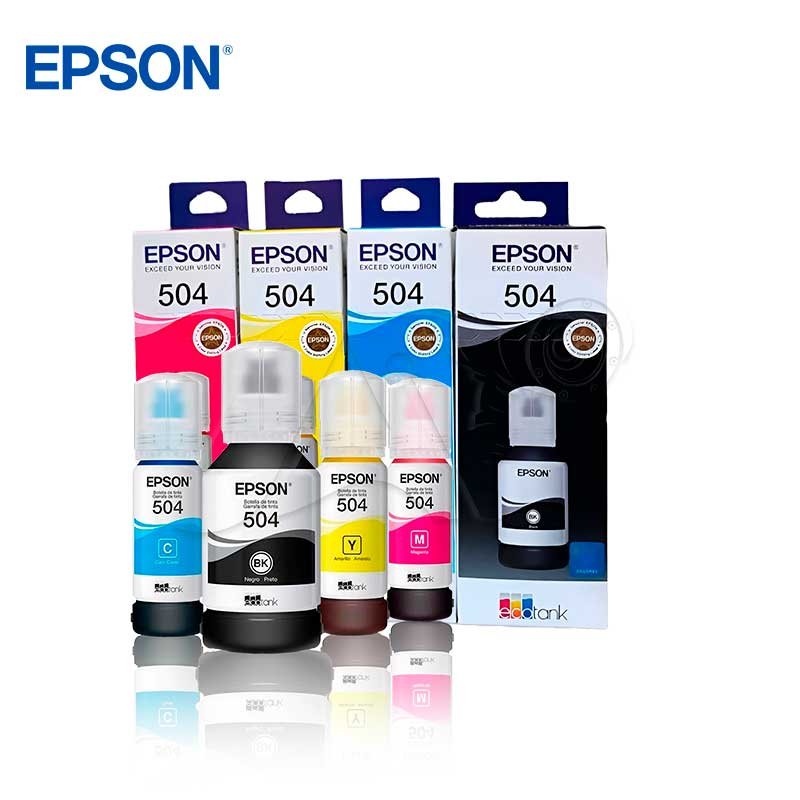 KIT X4 Tinta EPSON 504 Colores C-M-Y-BK ORIGINAL