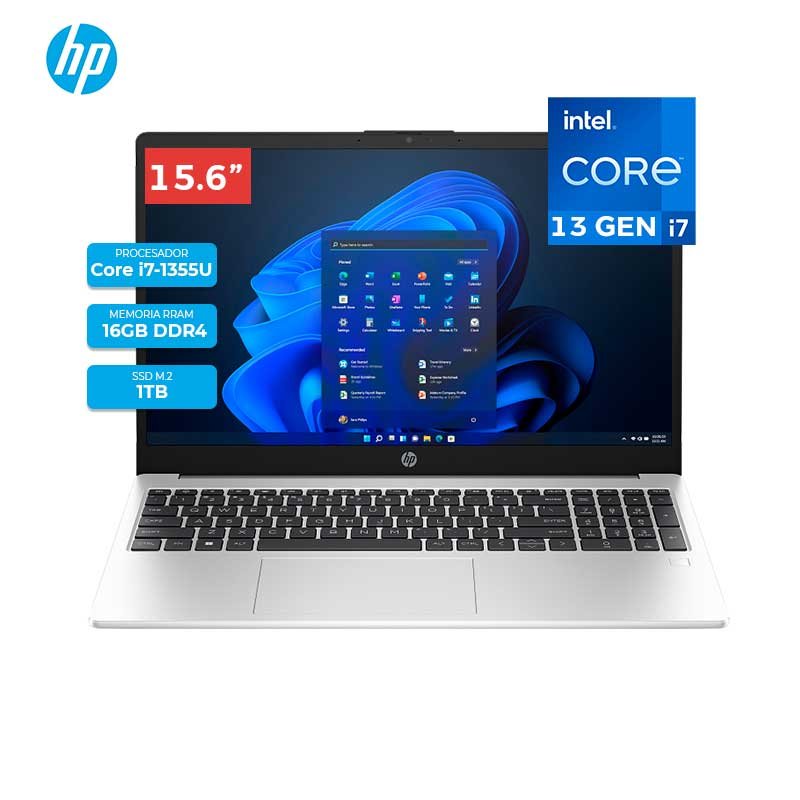 Laptop HP Intel Core i7-1355U , 250 G10 , 16GB RAM , 1TB SSD M.2 , 15.6″ HD , Wi-Fi 6 , FreeDOS 3.0