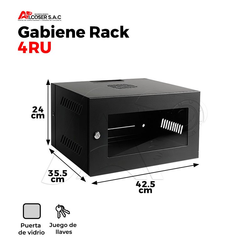 Gabinete 4RU MINI  Metalico De Pared Abatible Nacional